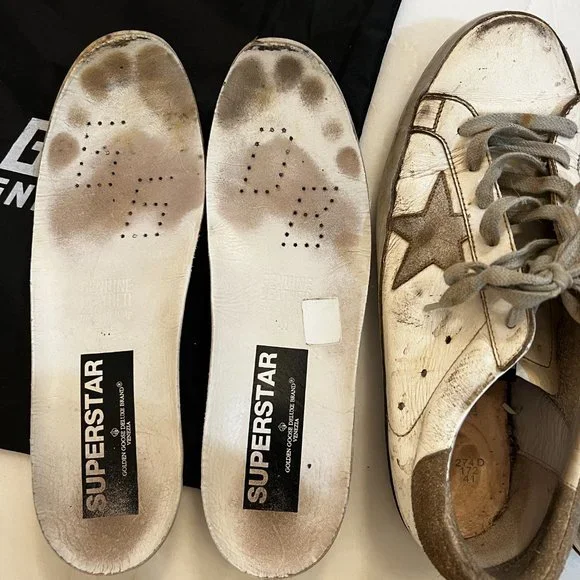 Golden Goose Superstar Leather Sneakers in Silver/White - Picture 6 of 12